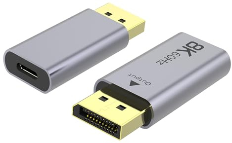 PremiumCord 8K USB-C auf DisplayPort Adapter F/M, DP 1.4, UHD 8K 4320p 60Hz, 4K 2160p 144Hz, HDR10, HDCP 2.2, 32,4 Gbps, Aluminiumgehäuse, Space Gray