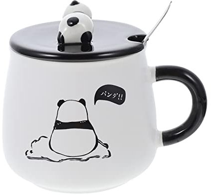 Cabilock Tazza in Ceramica con Motivo Panda Tazza per Conservare Il Caffè Tazza per La Colazione Cucchiaio 400 Ml Tazza Divertente per Casa E Ufficio