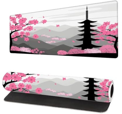 Grand Tapis de Souris XXL 1200x600x3mm, Tapis de Souris Gamer Paysage avec Surface en Antidérapant Résistant à l'eau Tapis de Bureau Mouse Pad Tour, sous Main Souris à Bords Cousus pour Bureau U-5