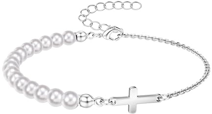 Dochais Kreuz Armband Damen Gold Silber Christliches Wasserfestes Armbänder | Kreuzarmband 14K Gold Vergoldet Verstellbar Armband Mit Cubic Zirkonia für Frauen Weihnachten Geburtstag Geschenk Schmuck