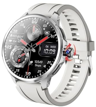 XINDADA 2025 Sport H99 Montre Intelligente 4G Android OS GPS WIFI Carte SIM 1.95 ''AMOLED Caméra Rotative Reconnaissance Faciale Smartwatch (Silice Argentée, 4GB 128GB)