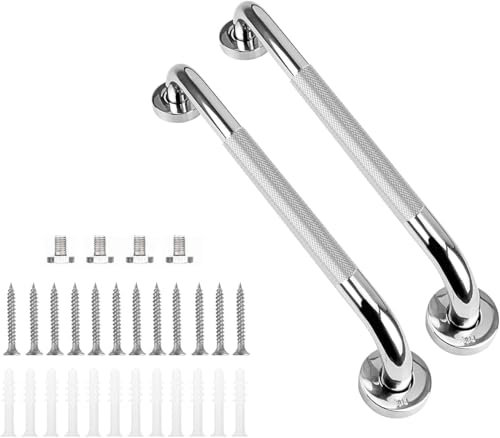 supregear 2 Pack Bathroom Grab Bar Rail, 28 inch Anti Slip 304 Stainless Steel Shower Safety Handle, Disability Auxiliary for Toilet Handicap Elderly Senior Assist, 70 cm