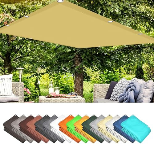 Voile d'ombrage Toile Ombrage 2 x 9 m Bloque 98% Rayons UV Paravent Paravent de Balcon Cordes de Fixation Incluses Voile Jardin pour Patio Terrasse Extérieur Balcon, Jaune Sable
