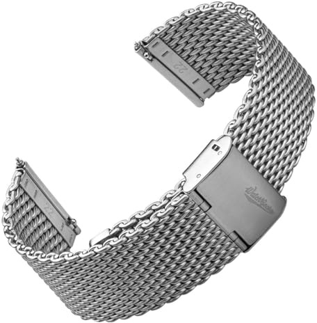 WatchGecko Cinturino Classic Mesh, finitura satinata spazzolata, 19 mm
