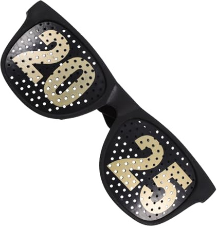 INOOMP Leichte Neujahrs Festbrillen 2025 aus Abs Kunststoff für Silvester und Abschlussfeiern Retro Partybrille Schwarz als Foto Requisit und Partyzubehör