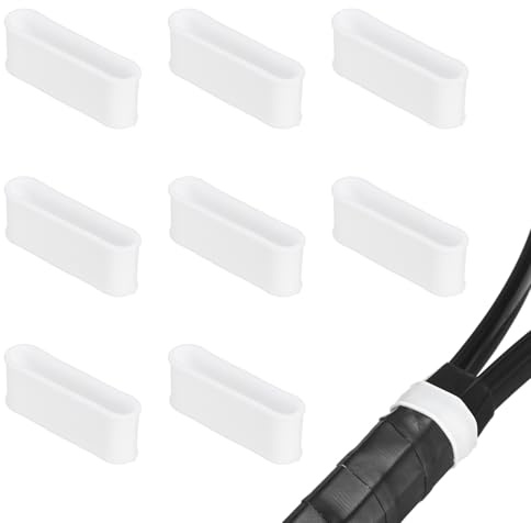M METERXITY Lot de 8 anneaux en silicone pour raquette de tennis, anneau antidérapant en caoutchouc absorbant en place pour pickleball/raquetball/badminton/squash/poignée de batte de baseball [blanc]