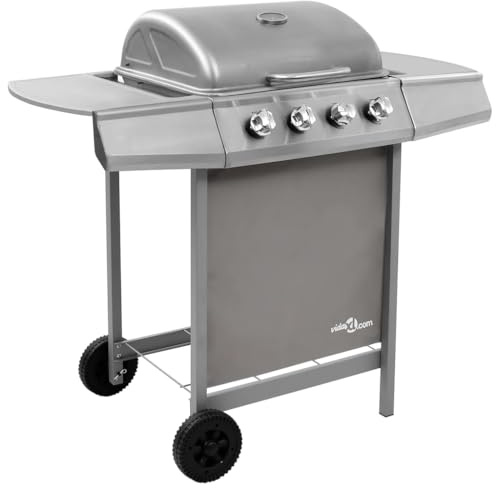Générique Barbecue Gril à gaz avec 4 brûleurs argenté, Maison & Jardin, Arts de la Table & Arts culinaires, Électroménager de Cuisine, Barbecues, Argent, (Poids 15.4KG)