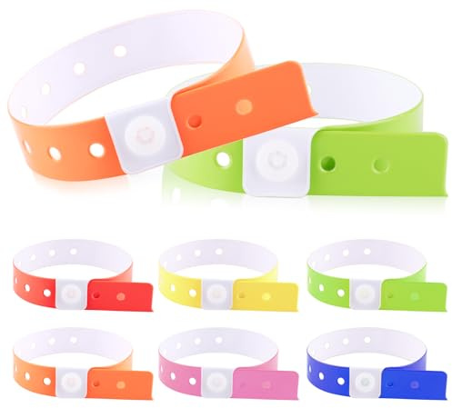 Nexlynk 48 Stück Einlassbänder, Verstellbare Event Armbänder, wasserdichte Neon Festival Armbänder mit Sicherheitsverschluss, Farbige Party Armbänder für Events, Konzerte, Clubs