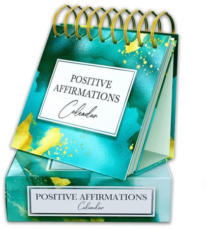 Calendrier de bureau 2026 avec affirmations positives quotidiennes – Calendrier de 365 jours avec citations inspirantes pour l'amour de soi, la pleine conscience et la motivation – Dates britanniques