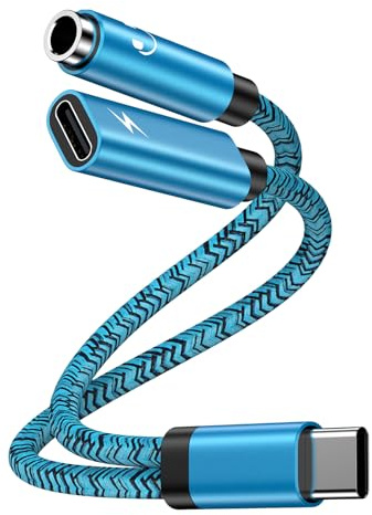 Adaptador 2 en 1 Google Pixel USB C a Jack de 3,5 mm para auriculares y Cargador, Adaptador de auriculares USB Tipo C Aux Audio con Convertidor de Cable de Carga para Google Pixel 9 8 7/Galaxy S25 S24