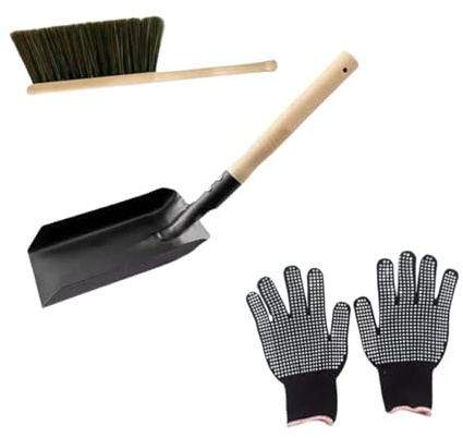Kuntesetty Ensemble de Pelle à Cendres et Brosse de Foyer, Outil de Nettoyage Intérieur et Extérieur, Ensemble D'outils de Cheminée