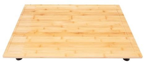 Planche à découper en bois - Plan de travail de cuisine - Planche en bois - 75 x 54 cm - Pieds réglables en hauteur - Protection anti-éclaboussures et plan de travail - Pour cuisinières à gaz et