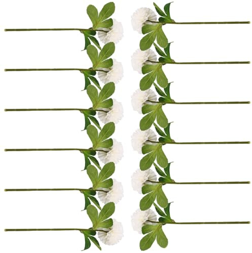 DOITOOL Ramo de 12 Flores Artificiales de Crisantemo con Hojas en Color Crema Tallos Otoñales para Decoración del Hogar Centro de Mesa y Arreglos de Temporada