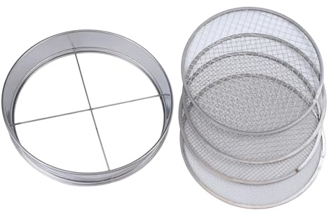 Lagomloot Siebmeister Gartensieb 5000, 4in1 Erdsieb mit 3/6/9/12mm Masche, rostgeschützter Stahl Rundsieb für Kompost und Unkrautjäten 30cm