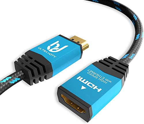 Ultra HDTV Cavo Prolunga HDMI - 2m 4K Premio HDMI 2.0b, Maschio a Femmina, HDR, ARC, 3D, Ethernet, PS4, Nylon Intrecciato, UHD 2160P, High Speed