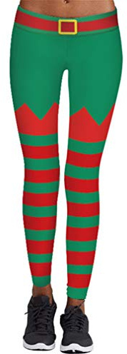 Imbry Women's Christmas Costume Leggings Workout Running Tights Yoga Pants (S/M,08)