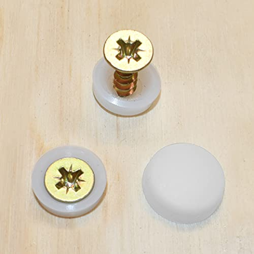 Pack of 50 x White SNAP-ON Two Piece Dome Screw Cover CAPS - Large CAPS & Bases