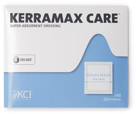 KerraMax Care 5x6 Super Absorbent Wound Dressing (PRD500-100) – Absorbs Exudate and Isolates it, Preventing Leaks or Drips for Improved Patient Comfort and Wound Care Treatment (Box of 10)