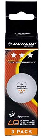 DUNLOP Fort Turnier Tischtennisbälle mit 3 Sternen, 3 Stück