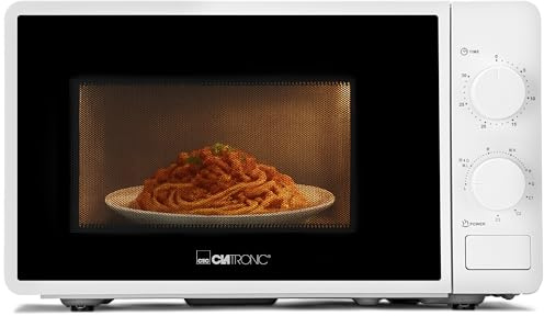 Clatronic® Mikrowelle mit Grill | 800 Watt | 5 Stufen | 20 Liter Garraum | 360° Drehteller | Timer mit Endsignal | inkl. Grillrost | Microwelle | Microwellengerät | MWG 792 weiß