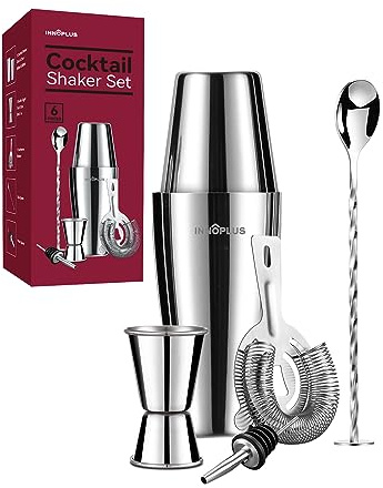Cocktail Shaker, 27OZ Martini Shaker, Drink Shaker, Cocktail Shaker Set 6 Pcs,Boston Shaker, Bar Set, Cocktail Strainer, Bar tools, Bartender Kit, Stainless Steel Double Measuring Jigger, Mixing Spoon