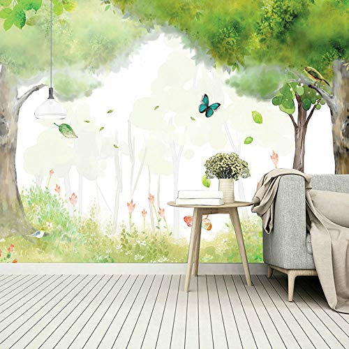 XLMING Kinderzimmertapete Cartoon Kinderzimmer Tapete Jungen und Mädchen Schlafzimmer Kindergarten Tier Wald 8d Wandtuch Karten Custom Wallpaper 3D Wall Mural Kleister Bordüre-350cm×256cm