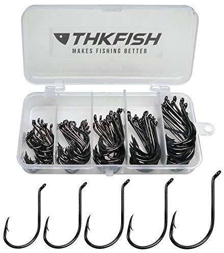 THKFISH 100 Stück Octopus Circle Hook Baitholder Angelhaken Stachelhaken Haken Angeln Einzelhaken Kreishaken Wallerhaken 1/0 3/0 4/0 5/0 6/0