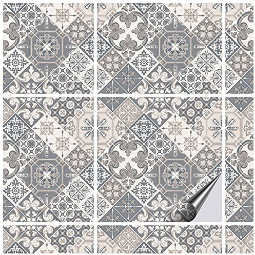 FoLIESEN 16 Fliesenaufkleber + Rakel - 15x15 cm - Fliesen-Folie Bad - Klebefolie Küche, .:Azulejo Tile
