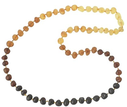 TheNaturalAmber Reversed Rainbow Baltic Amber Necklace for Adults – Raw Baroque Beads Handmade Natural Healing Jewelry with Secure Screw Clasp – 55cm