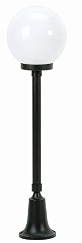 Licht-Erlebnisse Wegeleuchte außen Kugel Schirm 77cm IP43 E27 Schwarz Weiß Garten Eingang Außenlampe MELANTHA