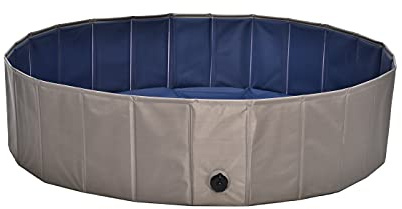 Dehner Lieblinge Hundepool Water Fun, Ø 120 cm, Höhe 30 cm, Kunststoff, grau/blau