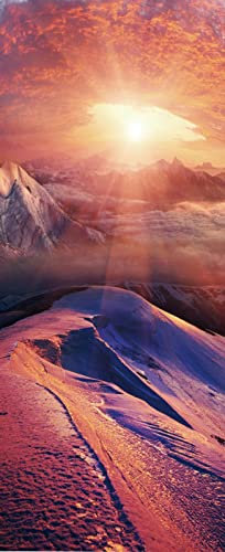 A.Monamour Türtapete Selbstklebend Türfolie Türposter 3D Sonnenuntergang Über Den Bergen Exotische Landschaft Vinyl Folie Türdeko Tapete Wandbild Türaufkleber Türtattoo 85 x 200 cm