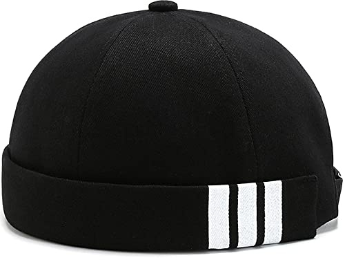 WULIQIUQIU Gorra Docker sin ala para hombres Gorro de marinero Gorro Skullcap Beanie Hat, Negro -, talla única