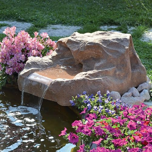Giordanoshop Roccia Artificiale con Sorgente 85x75x30 cm per Laghetti da Giardino in Vetroresina