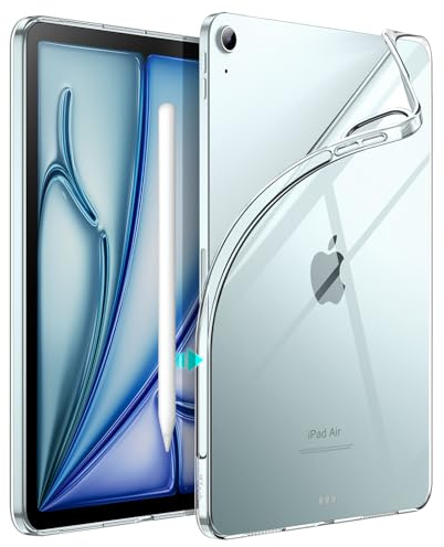JETech Fodral för iPad Air 11 Tum M4/M3/M2 (2026/2025/2024), iPad Air 5/4 (10,9 Tum, 2022/2020 Modeller, 5:e/4:e Generationen), Mjuk TPU Transparent Skal Case, Stöd Pencil Pro/2 Charging (Klar)