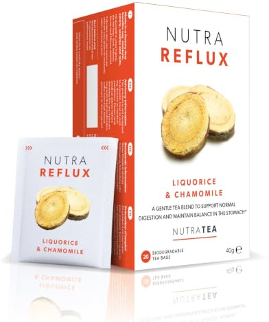NUTRAREFLUX - Thé contre le reflux acide | Digest Tea - Favorise la digestion dans l’estomac - Contient de l’orme glissant et du fenouil - 120 sachets de thé - Nutra Tea - Tisane - (6 paquets)