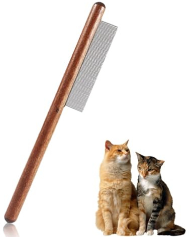 Flohkamm für Haustiere, Flohkamm für Hunde und Katzen, Flohkamm mit Holzgriff, kein Kunststoffmaterial, Behandlung gegen Ungeziefer, Kamm zum Entfernen von schwimmenden Haaren und Tränenflecken
