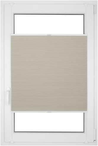 RENA Wabenplissee Thermo Plissee ohne Bohren Verdunklungsplissee Blickdicht Fenster Balkonfenster Balkontür Verdunkelung Sonnenschutz Innen Sichtschutz Hitzeschutz Tan 35x120 cm