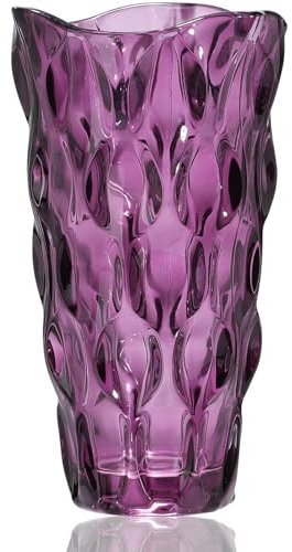 CEMABT Vasi in vetro per fiori, infrangibile, ispessito, moderno, per tavoli, centrotavola, colorato, vintage e trasparente, grandi vasi per fiori, per bouquet, regali unici (viola)