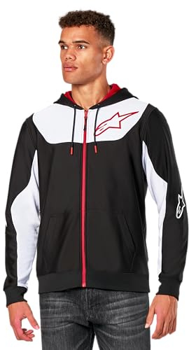 Alpinestars Sessions V3 Hoodie Felpa con Cappuccio Uomo Stile Sportivo Nero/Bianco/Rosso S