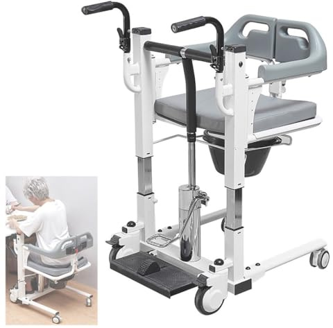 Hydraulischer Patientenlifter Rollstuhl,toilettenstuhl für senioren,toilettenstuhl fahrbar,mit 180° geteiltem Sitz,für ältere Menschen Transferhilfe A