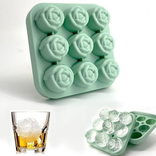 Roses Moule à Glace, Forme De Rose Moule à Glacon Silicone Moule à Glace En Silicone 9 Compartiments Reutilisable Plateaux à GlaçOns Sans Bpa Pour Whisky Cocktails BièRe Jus Boissons Maison