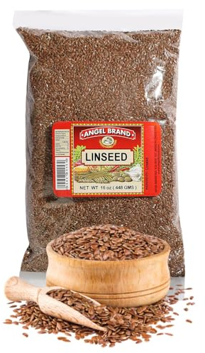 Angel Brand Linseed Flax Seeds 16 oz Pouch - Nutritional Powerhouse of flaxseed Spice - Perfect for Smoothie, Yogurt, Oatmeal & Salads