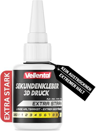 Sekundenkleber 3D Druck flüssig für PLA, ABS, PETG, TPU Filament extra stark - 3D Drucker Kleber wasserfest, hitzebeständig & mit Nadel Verschluss gegen Austrocknung - 3d Drucker Zubehör