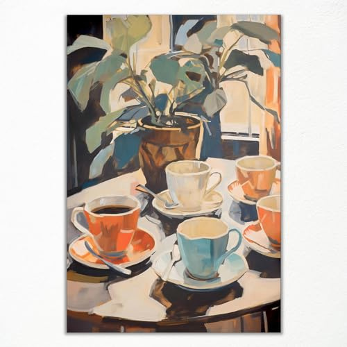 Retro-Kaffee-Posterdruck, Lebensmittel-Wandkunst, Leinwand, Vintage-Kaffeetassen, Illustrationsbild, italienische Reise-Café-Shop-Wanddekoration, gemütlicher Charm, Küche und Kaffeebar, Poster,