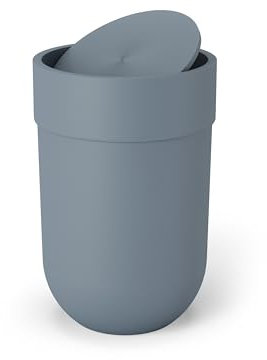 Umbra 6 Litre Capacity Swing lid-Cosmetic bin and Waste Paper Basket for bathrooms and Small Rooms, Slate Blue, 6L