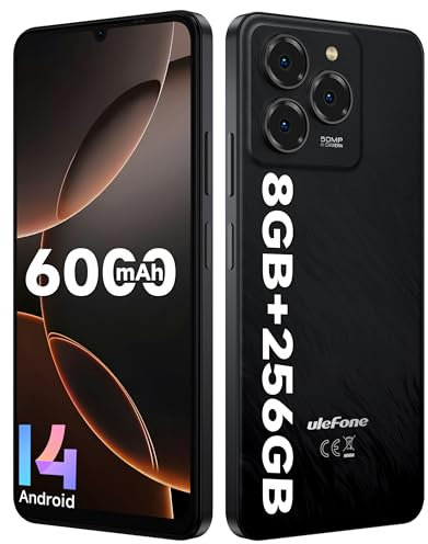Ulefone Note 20 Pro Cellulare, 8GB+256GB/SD-1TB Android 14 Cellulari, 6.75 HD+ Widevine L1, Fotocamera 50MP+8MP Smartphone 6000mAh Batteria, Octa Core Dual SIM GPS/OTG/Face ID/Fingerprint Nero
