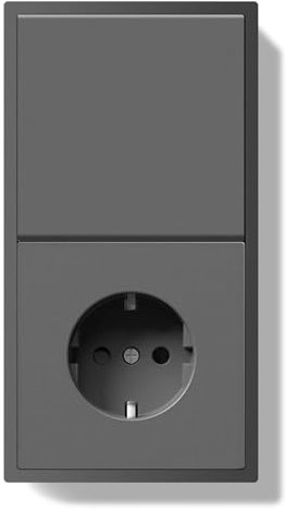 BSEED Interruttore 1 Gang 1 Via con Presa da Incasso, Interruttore a Parete Moderno Presa Schuko con Cornice in PC, Interruttore a Pulsante con Morsetti e Morsetti per Cavi, Grigio