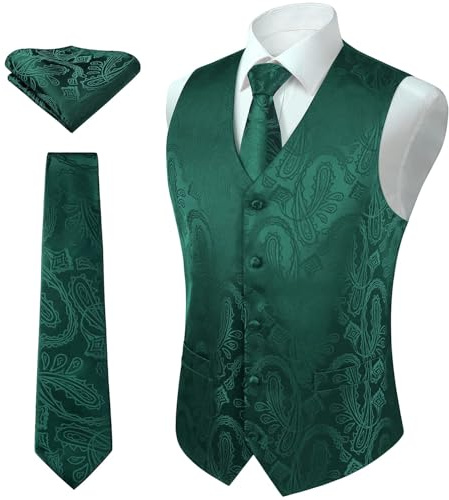 Enlision Gilet Homme Paisley Mariage Gilet de Cravate et Pochette Ensemble Classique Gilet pour Homme Costume sans Manche pour Fête