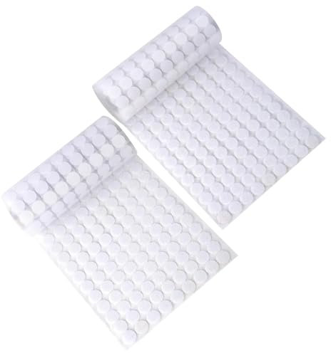 2000 Stück Klettpunkte Selbstklebend, 10mm Klett Punkte Klebend, Self Adhesive Klett Klebe Punkte Klettverschluss, Klett Klebepunkte für Handwerk auf Papier, Kunststoff, Glas, Leder, Metall (Weiß)